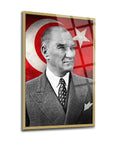Atatürk 179 Cam Tablo, UV baskı ile tasarlanmış kaliteli cam tablo, zarif tasarımıyla dekoratif aksesuar.