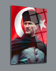 Atatürk Yapay Zeka 21 Cam Tablo, yüksek kaliteli UV baskı ile tasarlandı, modern dekoratif sanat ürünü.