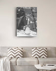 Elegant Atatürk 190 Cam Tablo featuring a black and white image of Atatürk, adding a historical touch to modern decor.