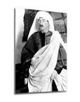 Atatürk in traditional attire captured in a high-quality tempered glass tableau, showcasing elegance and cultural heritage.