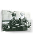 Atatürk 215 Cam Tablo (Dersim Milletvekili Diyap Ağa ile Ankara) - Siyah beyaz tarihi portre.
