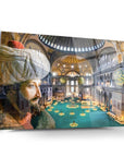 Fatih Sultan Mehmet Ayasofya cam tablo, estetik iç mekan dekoratif sanat eseri, UV baskı ile özel tasarım.