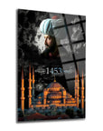 Fatih Sultan Mehmet Ayasofya acrylic painting, featuring the 1453 historical moment with high-quality glass design.