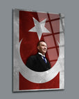Atatürk 223 Cam Tablo featuring a modern design with Turkish symbols on high-quality glass.