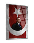 Atatürk 223 Cam Tablo, kaliteli UV baskılı, temperli cam, modern dekorasyon parçası, özel tasarım.