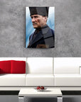 Atatürk 225 Cam Tablo, modern tasarım, temperli cam, UV baskı ile oluşturulmuş, şık oturma alanında sergileniyor.
