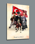 Atatürk 236 Cam Tablo featuring Mustafa Kemal Atatürk and Turkish flag.