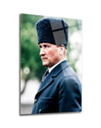 Atatürk 237 Cam Tablo with high-quality glass and unique UV printing, showcasing a portrait in elegant detail.