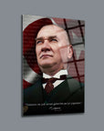 Atatürk 241 Cam Tablo with a quote; high-quality UV printed glass, durable and stylish decor.