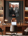 Atatürk 242 Cam Tablo in an elegant wooden office setting, showcasing high-quality glass and UV printing.
