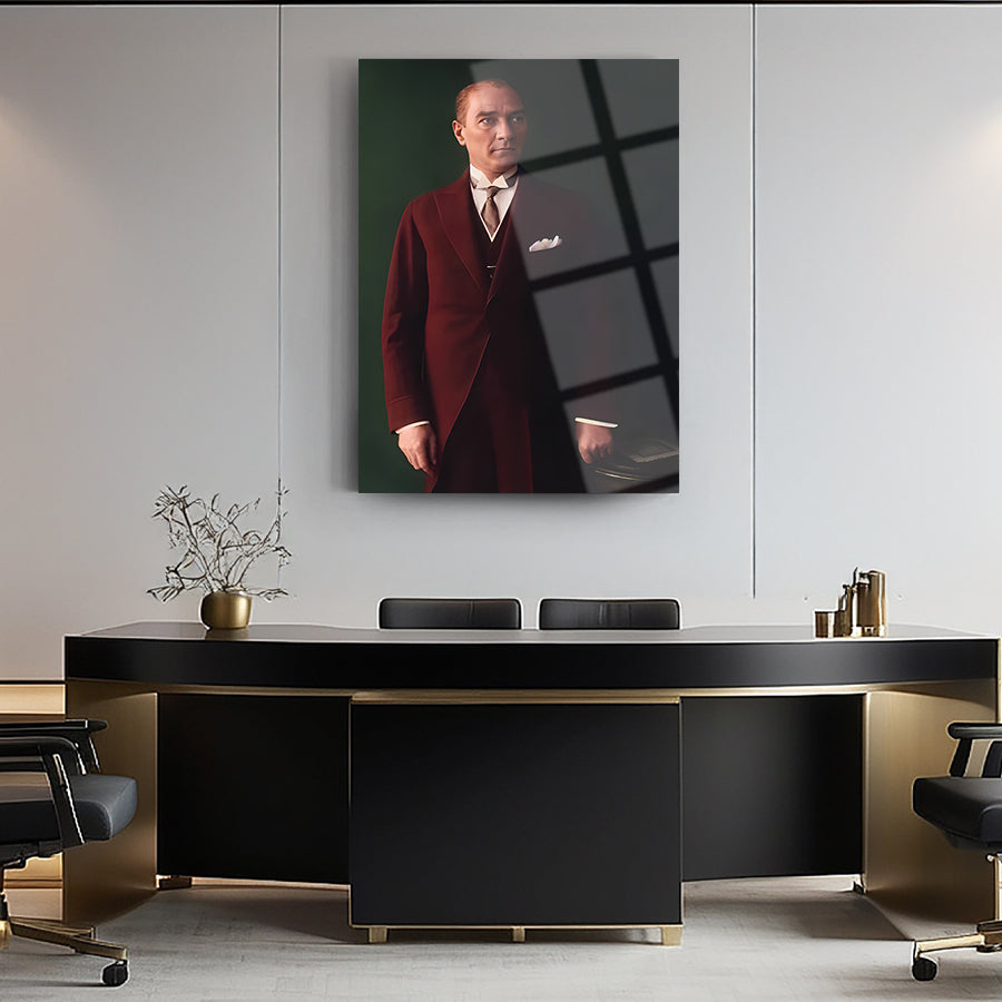 Atatürk 243 Cam Tablo in a modern office setting, showcasing elegant design and high-quality finish.