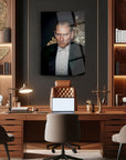 Atatürk 244 Cam Tablo in a modern office setting with elegant wooden furniture and an artistic background.
