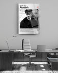 Atatürk cam tablo, modern ofis dekoru, 246 cm, UV baskı, yüksek kaliteli temper cam, şıklık ve dayanıklılık