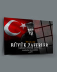 Atatürk 250 Cam Tablo, Türk bayrağı arka planda Atatürk portresi ile tasarlanmış cam tablo.