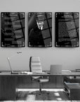 Atatürk 3'lü set cam tablo, modern ofis dekorasyonu için şık ve dayanıklı duvar sanatı.