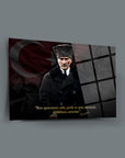 Atatürk 255 Cam Tablo, yüksek kaliteli UV baskı ile tasarlanmış, özel ambalajda gönderilen temperli cam tablo.