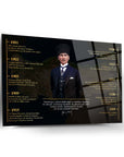 Atatürk 256 Cam Tablo with key historical dates and achievements highlighted in stylish design.