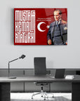 Atatürk 257 Cam Tablo with Turkish flag design, showcasing high-quality glass art for home decor.