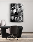 Atatürk 258 Cam Tablo in a modern office setting, featuring black and white portraits of Mustafa Kemal Atatürk.