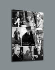 Atatürk 258 Cam Tablo, siyah beyaz fotoğraflarla oluşturulmuş özel tasarım cam tablo.