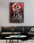 Atatürk art glass plaque with Turkish flag design, framed, enhancing modern home decor.
