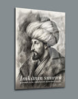 Fatih Sultan Mehmet Karakalem Cam Tablo