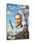 Atatürk Eğitimci Öğretmen Sözlü Sürrealist Cam Tablo | SRD Concept