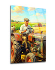 Atatürk Traktörde Tarla Hasat Yağlı Boya Cam Tablo | SRD Concept