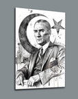 Ay Yıldız Temalı Atatürk Karakalem Cam Tablo | SRD Concept