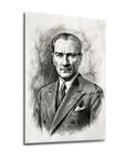 Atatürk Karakalem Portre Cam Tablo | SRD Concept