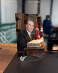 Atatürk Portresi Kütüphane Temalı Cam Tablo | SRD Concept