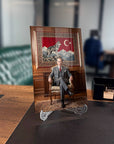 Atatürk Portresi Kütüphane Temalı Cam Tablo | SRD Concept