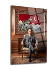 Atatürk Portresi Kütüphane Temalı Cam Tablo | SRD Concept