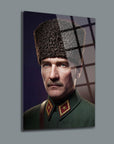 Atatürk Başkomutan Askeri Üniforma Portre Cam Tablo | SRD Concept