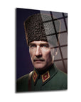 Atatürk Başkomutan Askeri Üniforma Portre Cam Tablo | SRD Concept