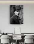 Atatürk Siyah Beyaz Mavi Gözlü Portre Cam Tablo | SRD Concept