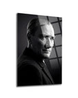 Atatürk Siyah Beyaz Klasik Portre Cam Tablo | SRD Concept