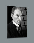 Atatürk Siyah Beyaz Resmi Portre Cam Tablo | SRD Concept