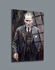 Atatürk Yağmurda Kararlı Duruş Yağlı Boya Tarzı Cam Tablo | SRD Concept