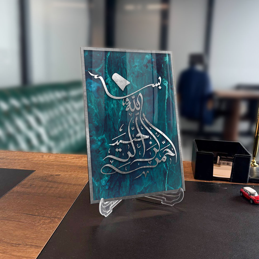 Vav ve Elif 5 Cam Tablo, yüksek kaliteli temizlik, özel tasarım UV baskı, dekoratif ofis aksesuarı.