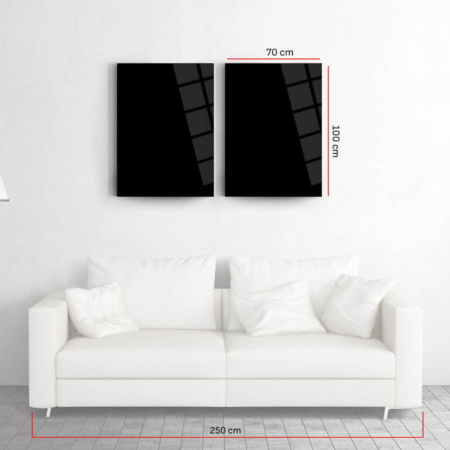 Gri Yapraklar 2'li Set Cam Tablo, modern dekorasyon, şık oturma odası duvar sanatı.