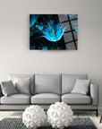 Okyanus Çiçeği Cam Tablo, modern dekorasyon için şık ve dayanıklı UV baskılı sanat eseri.