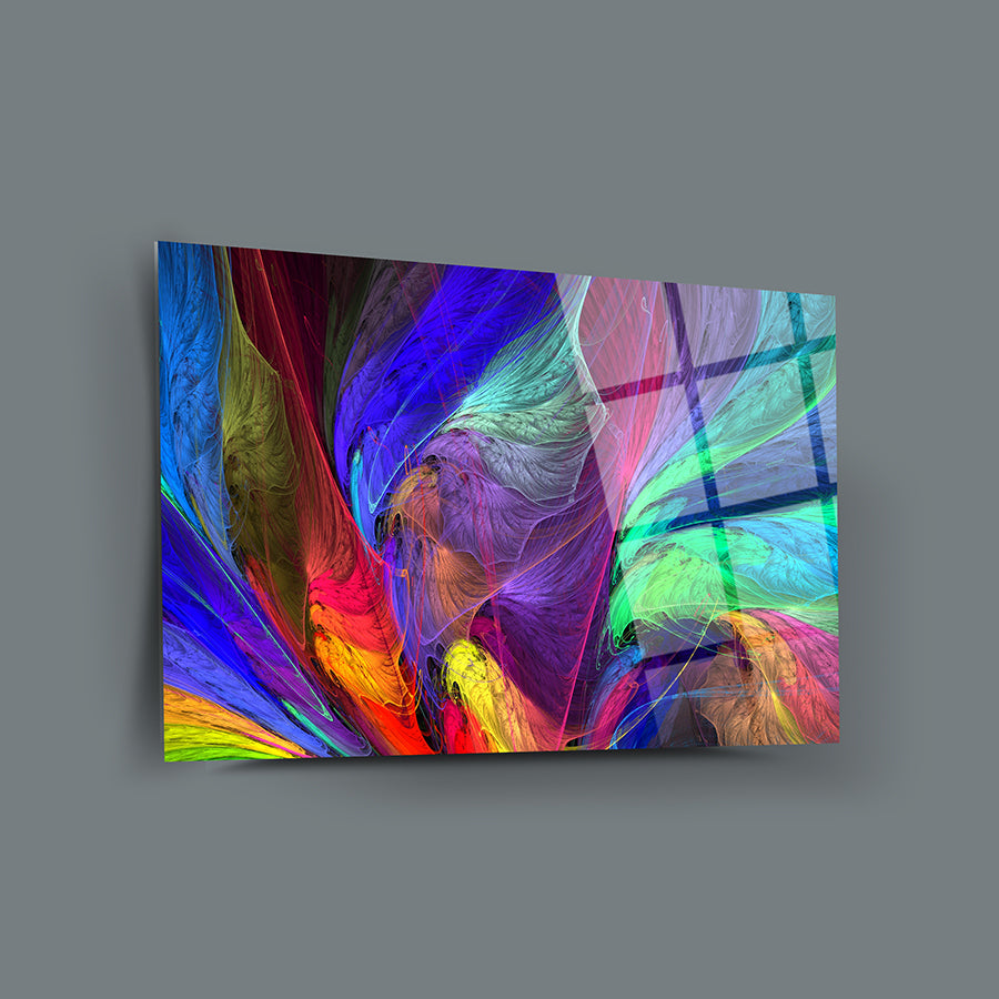 Renk Dalgaları Cam Tablo - Canlı renklerle tasarlanmış şık ve modern UV baskılı cam tablo.
