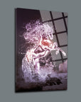 Doru Cam Tablo featuring a magical unicorn splashing in water, printed on high-quality tempered glass.