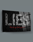 Artistic wall decor featuring bold text and a thought-provoking question on a modern design.