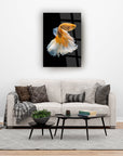 Beta fish decorative glass painting displayed above a stylish sofa in a modern living room.
