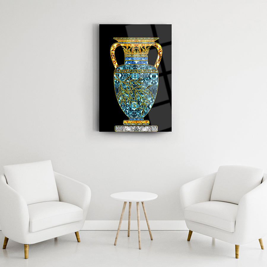 Mısır Vazosu 1 Cam Tablo, şık bir oturma odası dekoru olarak yüksek kaliteli UV baskı ile tasarlandı.