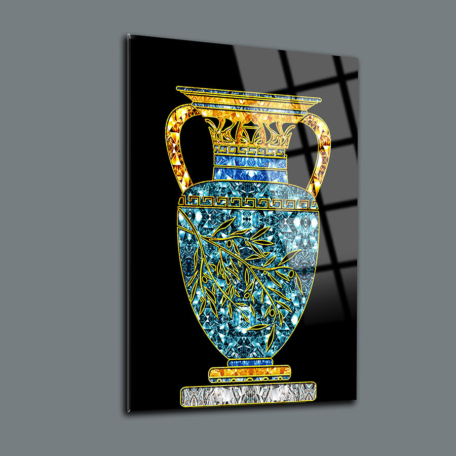 Mısır Vazosu 1 Cam Tablo, benzersiz Tasarım, yüksek kaliteli 4 mm temper cam, UV baskı ile süslenmiştir.