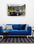 Siyah Mustang cam tablo, modern oturma odası dekorasyonu, şık ve göz alıcı tasarım.