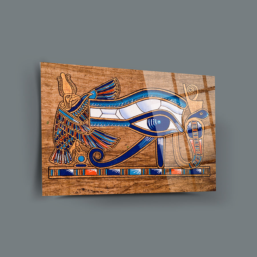 Firavun Gözü Cam Tablo, UV baskılı yüksek kaliteli 4 mm temperli cam tasarım ile zarif dekorasyon.